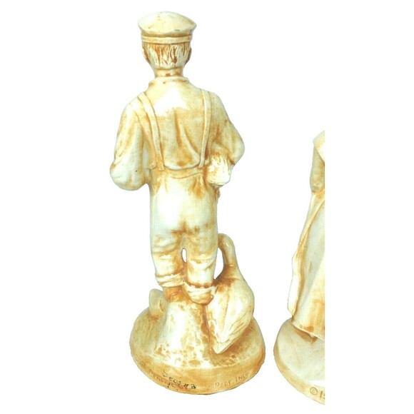 Vintage 70s Farmhouse Dutch Country Ceramic Figurines Boy & Girl with Geese - Picture 7 of 8